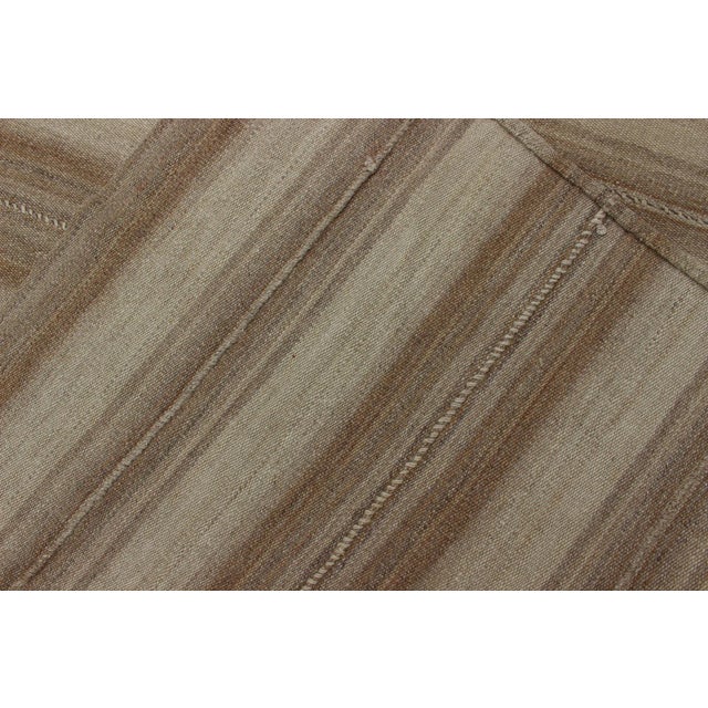 1930s Multi Paneled Persian Kilim With Square-Shaped, in Taupe, Light Brown For Sale - Image 11 of 12