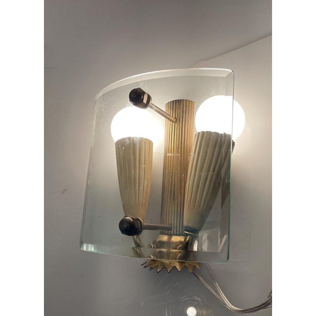 Glass & Brass Sconces from Fontana Arte, 1950s, Set of 2 For Sale - Image 6 of 10