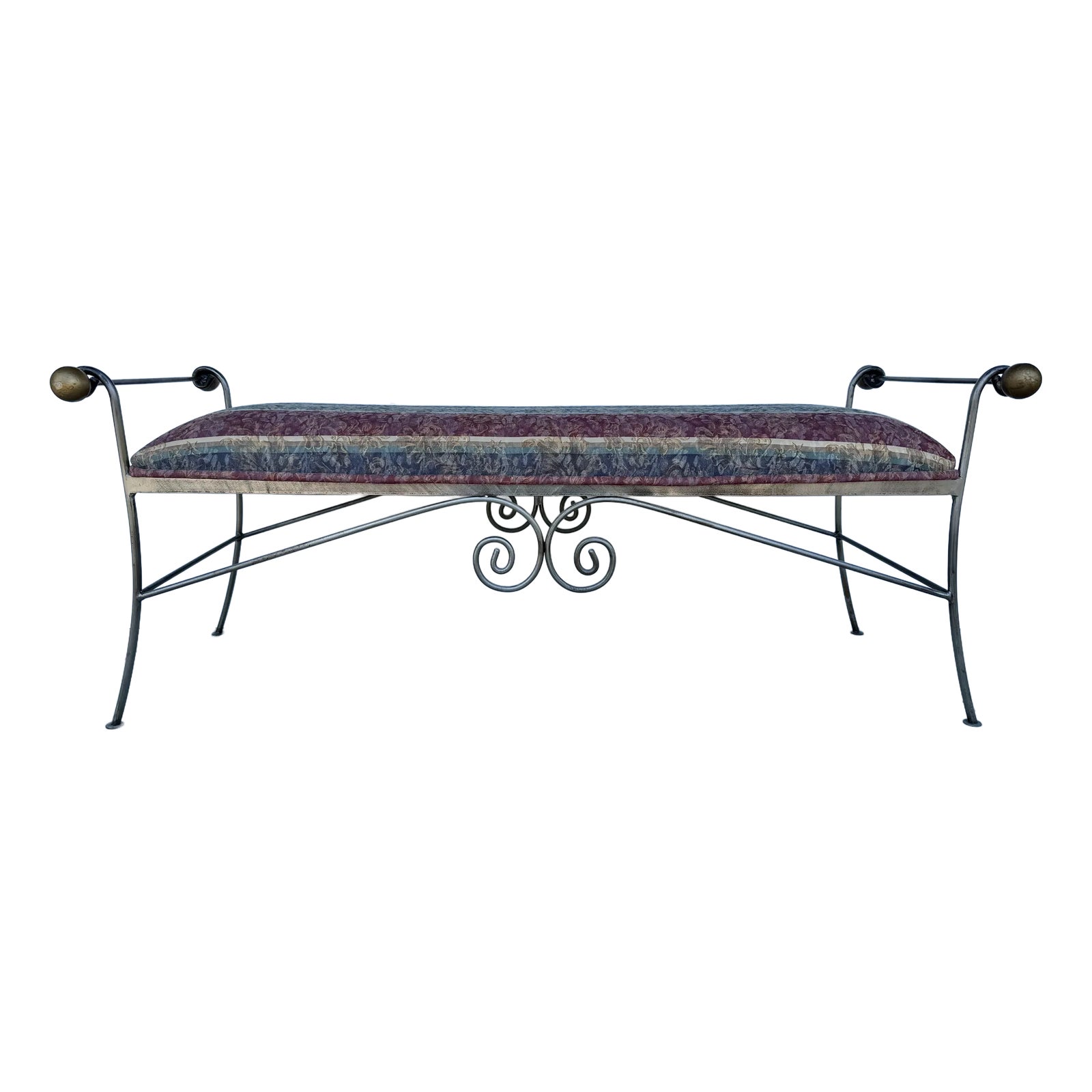 Large Iron Bench With Gold Finish Spheres From 90's | Chairish