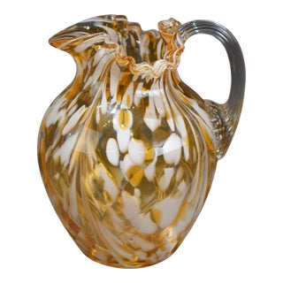 Antique Mount Washington “End Of The Day” Swirled Glass Pitcher, Circa 1910 For Sale