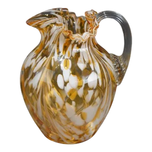 Antique Mount Washington “End Of The Day” Swirled Glass Pitcher, Circa 1910