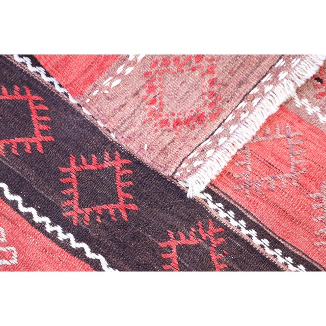 Red 1960s Rustic Style Cicim Stripe Design Handmade Oushak Kilim Runner Rug For Sale - Image 8 of 10