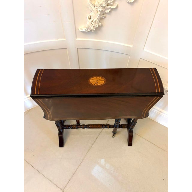 Brown Antique Mahogany Occasional Table with Satinwood Inlay from Sutherland, 1900 For Sale - Image 8 of 13