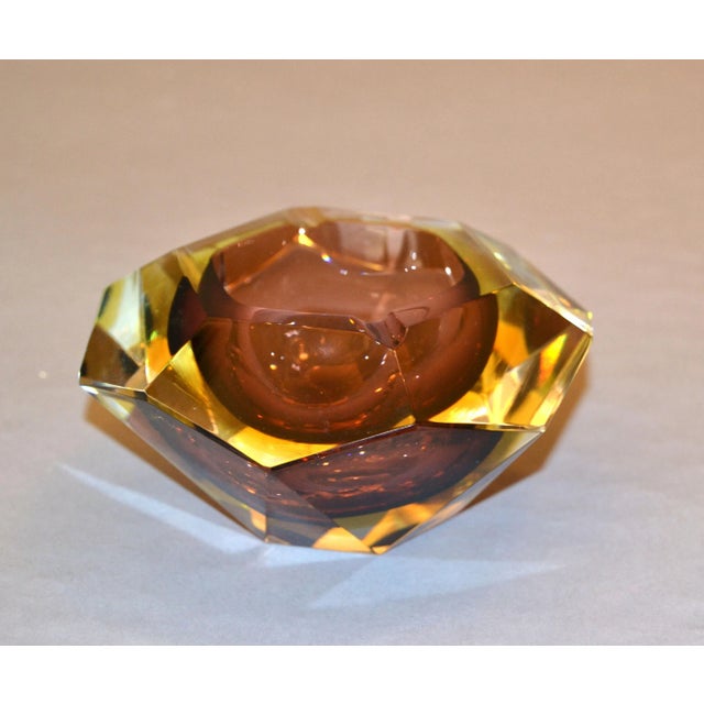 Signed Multi Faceted Murano Glass Ashtray Attributed to Flavio Poli, Italy For Sale - Image 12 of 12