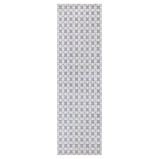 Contemporary Geometric High-low Knotted Wool Runner by Doris Leslie Blau For Sale