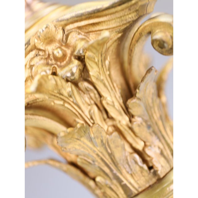 Antique 19th Century French Black Marble Column Table Lamp with Gilt Rococo, 1890 For Sale - Image 16 of 17