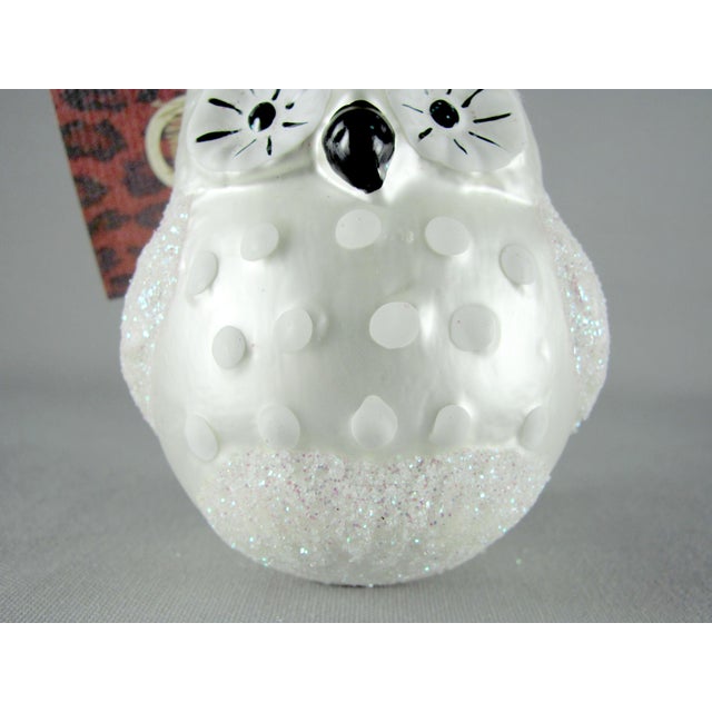 Contemporary Neiman Marcus Blown Glass Snow Owl Christmas Ornament For Sale - Image 3 of 9