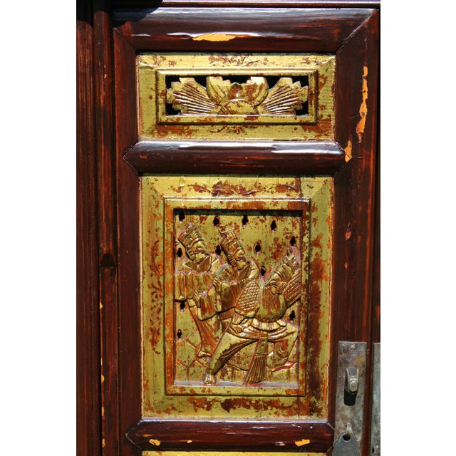 Chinoiserie 1980s Chinoiserie Cabinet With Carved and Painted Panels For Sale - Image 3 of 17