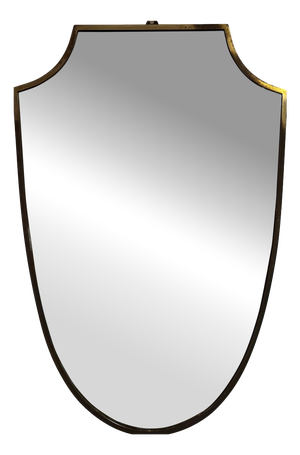 Italian Brass Shield Shape Mirror, 1950s
