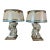 Italian Pained Column Lamps With Parchment Shades, Pair For Sale