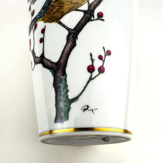 Ceramic Vintage Franklin Mint Tall White Porcelain Vase For Sale - Image 7 of 12