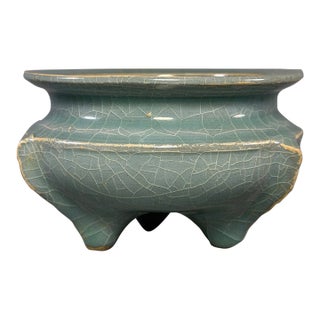 Antique Chinese Longquan Celadon Tripod Censer For Sale