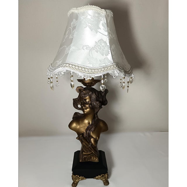 Art Nouveau Sculptural Bronze Table Lamp by Emmanuel Villanis, France, 19th Century For Sale - Image 14 of 15