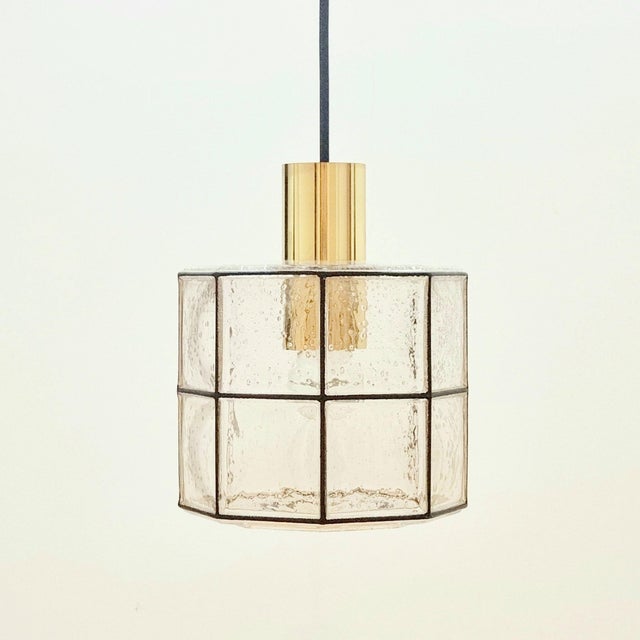 Stunning mid-century octagonal glass pendant/ceiling light from limburg, germany's leading glasswork, renowned for its...