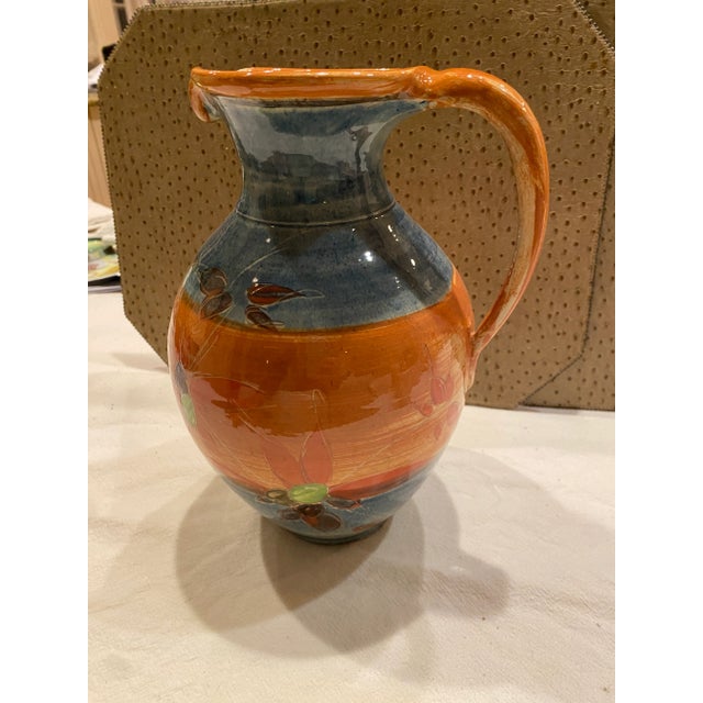 Ceramic 1980s French Provence Multi-Color Glazed Decorative Ceramic Pitcher For Sale - Image 7 of 10