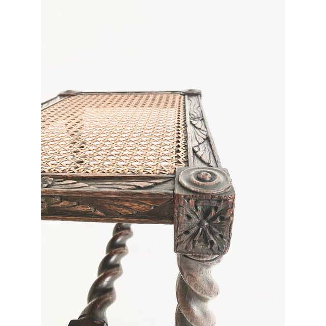 Early 20th C Jacobean Style Barley Twist Footstool W/ Cane Seat For Sale - Image 9 of 9