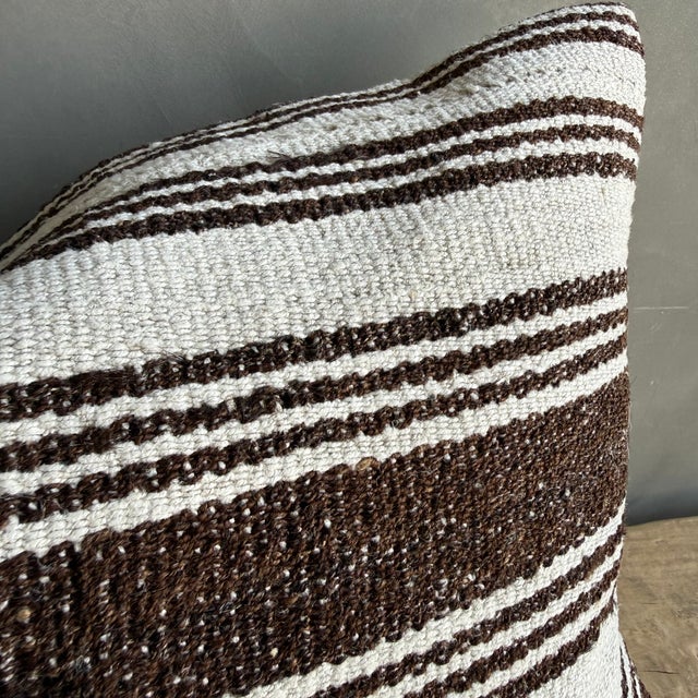 Mid-Century Modern Vintage Rug Pillow Cover With Stripes For Sale - Image 3 of 7