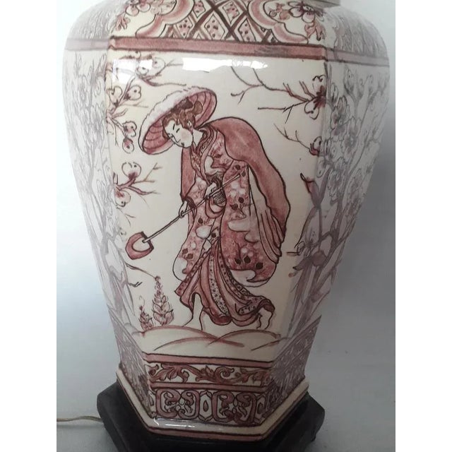 Hand Painted Ceramic Table Lamp by Paterna Majolica Dart, 1970s, in Very Good conditions. Designed 1970 to 1979 This piece...