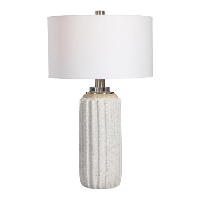 Azariah White Crackle Table Lamp For Sale