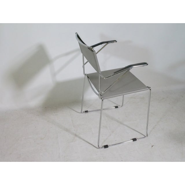 Mid-Century Stackable Chrome and Leather Chairs, Italy, 1970s, Set of 4 For Sale - Image 10 of 15