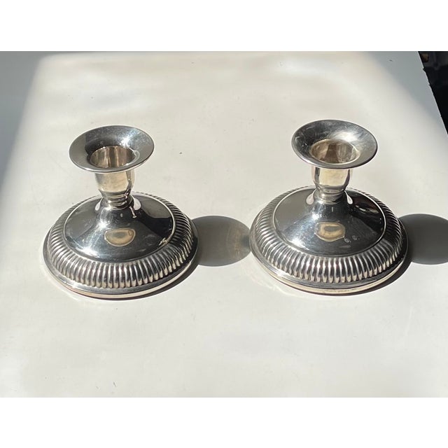 Art Deco Danish Low Silver Candleholders, 1950s, Set of 2 For Sale - Image 9 of 9