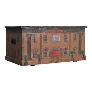 19th C. Country English Georgian House Facade Painted Trunk