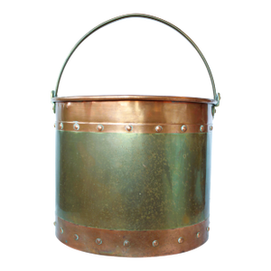 Early 20th Century English Fireplace Hearth Bucket/Raw Copper & Brass