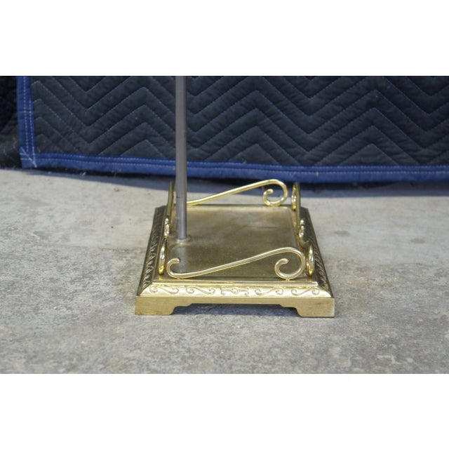 Vintage American Colonial Style Brass Fireplace Tools Hearthware Cannon Ball For Sale - Image 6 of 13