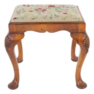 Queen Anne Stool in Walnut, 1890s For Sale