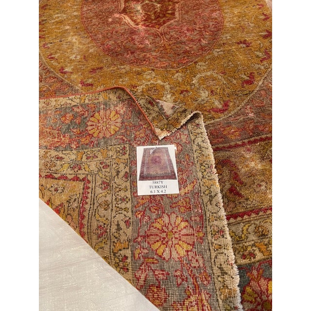Turkish Antique Turkish Rug 6.1x4.2 For Sale - Image 3 of 4