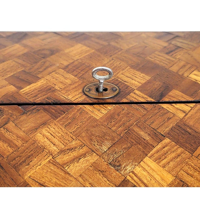 Antique English 19th C Parquetry Inlaid & Ebonized Chinoiserie Leather Lap Desk For Sale - Image 9 of 18