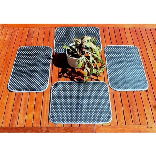 Textile Silver and Grey Geometric Embossed Leatherette Placemats - Set of 4 For Sale - Image 7 of 13