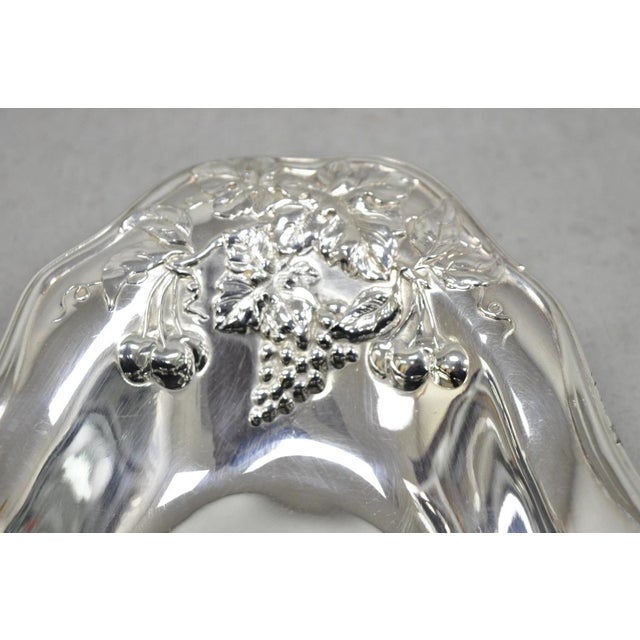 Antique Superior Silver Co Victorian Silver Plated Grapevine Repousse Bread Plate Tray Trinket Dish. Circa Early 20th...