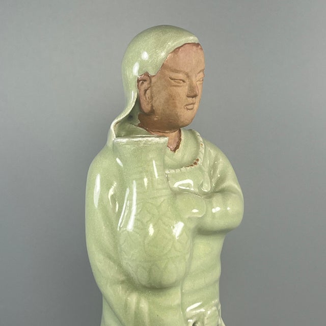 Chinese Celadon Porcelain Figurine | Vintage | One of a Kind For Sale - Image 4 of 7