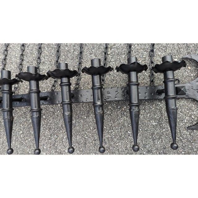 Black Hand Forged Wrought Iron 9 Light Wall Sconce Gothic Candelabra Spanish Revival For Sale - Image 8 of 17