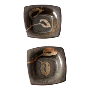 Vintage Studio Pottery Dishes Pair