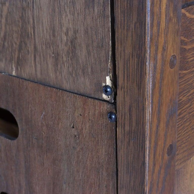 Vintage Stickley Arts & Crafts Oak & Hammered Copper Entertainment Cabinet For Sale - Image 10 of 15