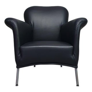 Model Turn Chair in Black Leather by Bert Plantagie, Set of 3 For Sale