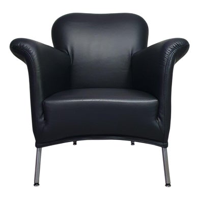 Model Turn Chair in Black Leather by Bert Plantagie, Set of 3 For Sale