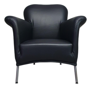 Model Turn Chair in Black Leather by Bert Plantagie, Set of 3
