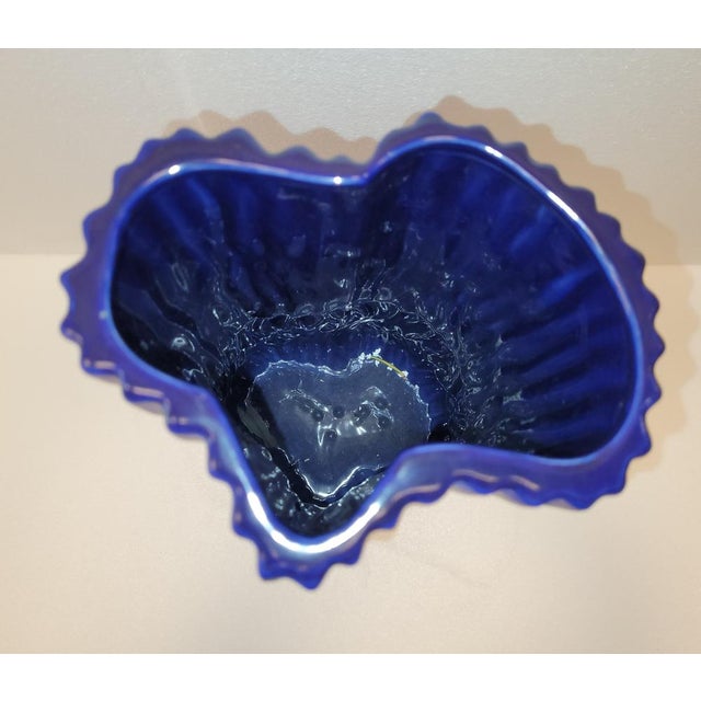 Small Modern Blue Ceramic Vase in Blown Glass, Denmark, 1970s For Sale - Image 11 of 14