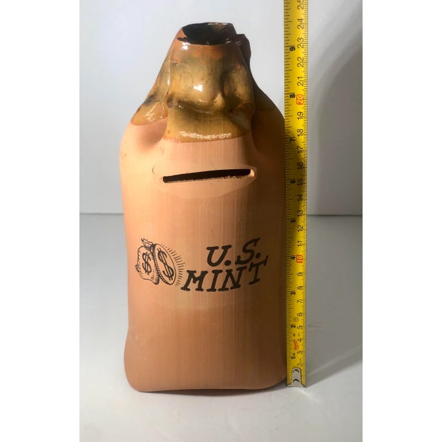 1970s U.S. Mint Italy Ceramics Scuro Bisignano Terracotta Money Bag Bank For Sale - Image 5 of 6