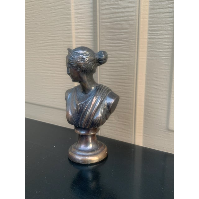 Neoclassical Grand Tour Cast Metal Bust of Diana the Huntress For Sale - Image 4 of 10