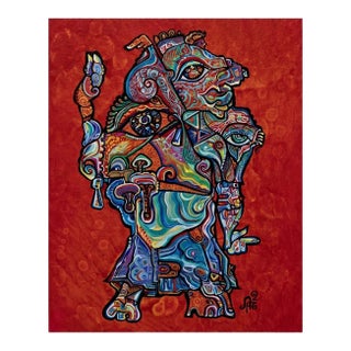 Alexander Arshansky Cubist Painting "Fire Horseman" For Sale