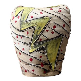 Vintage Original Studio Pottery Lightning Bolt Vase For Sale