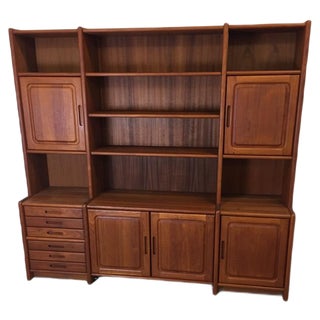 Danish Teak Wall Unit, 1970s For Sale