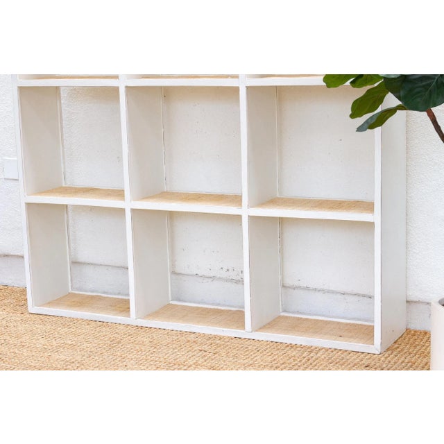 1960s Large Vintage Acacia Wood Painted Bookcase For Sale - Image 5 of 9
