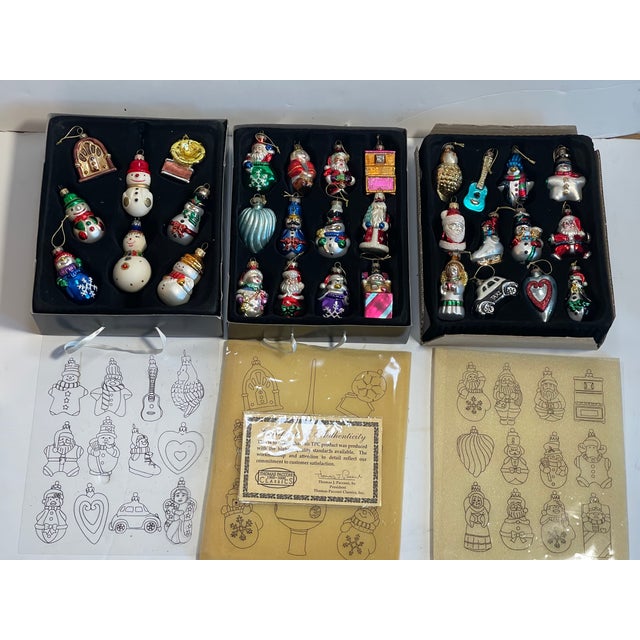 32 pcs Museum Thomas Pacconi high quality glass Christmas ornaments figurines in 3 layers wooden box.