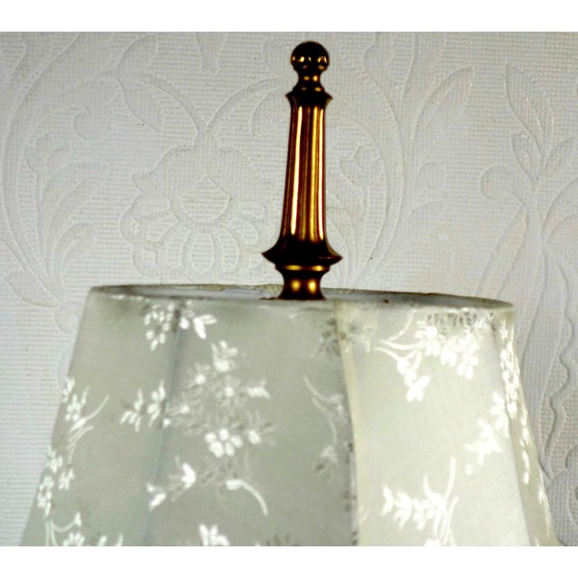Antique Brass and Onyx Table Lamp with Fabric Shade from Unbekannt, 1930s For Sale - Image 9 of 13