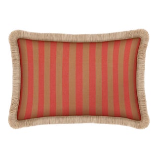 Palais Outdoor Cushion in Jackie Camel & Red, 20x12 Inch For Sale